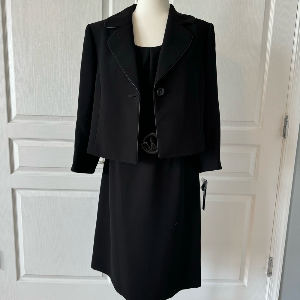 Tahari Arthur S. Levine Black Dress & Jacket Two Piece Set